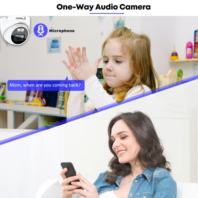 Eyes.sys ColorVu Audio 2.8mm Wide Angle 8MP/5MP POE Dome CCTV Camera-22119 - Image 2