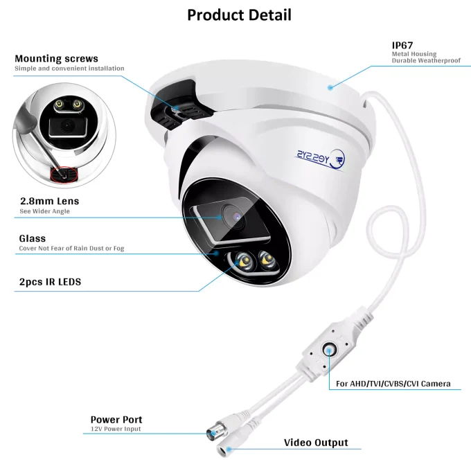 Eyes.sys 8MP 4K 4 IN 1 Dome Security Analog Camera HD IR Night-22193 - Image 5