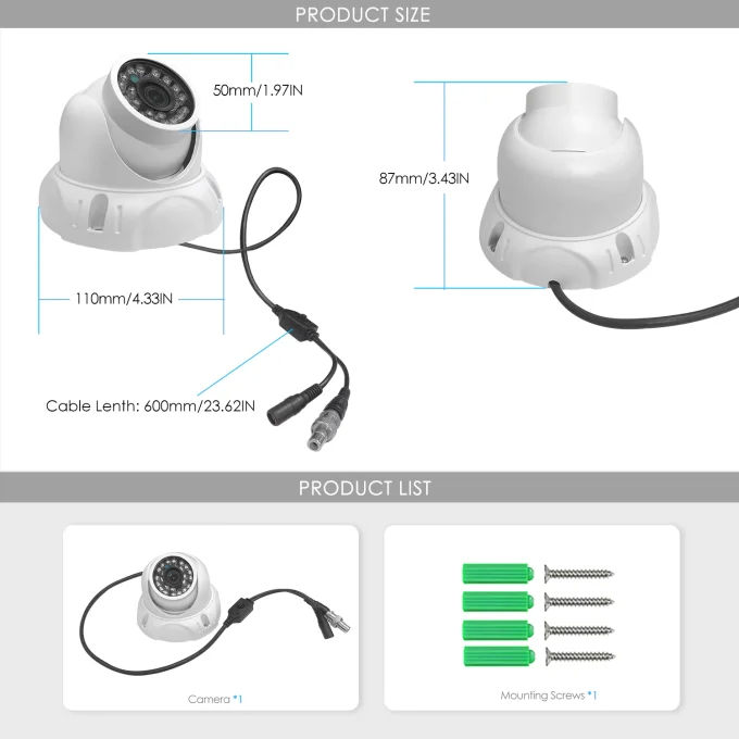 1200TVL OSD Menu CCTV Analog Domo Surveillance Security Camera-22212 - Image 4