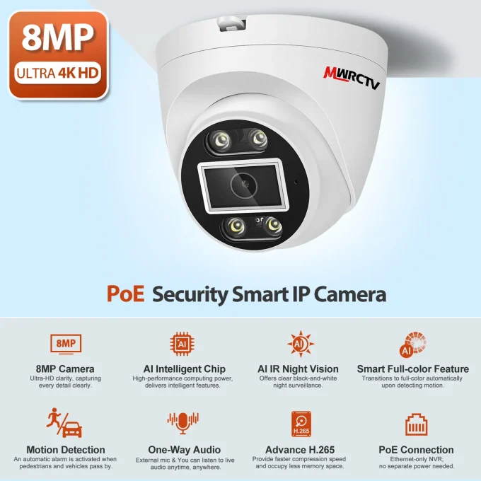 8MP POE Security Dome Camera-MN850-P - Image 2